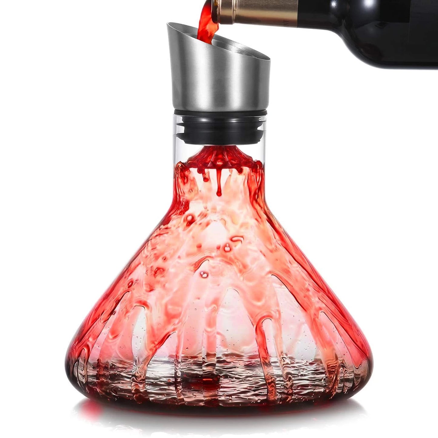 Wine Decanter Built-In Aerator Pourer Wine Carafe Red Wine Decanter Hand-Blown Crystal Glass Wine Accessories Decanters (1500ML)