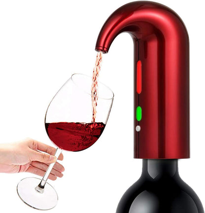 Electric Wine Aerator,  Portable Wine Decanter Pump and Dispenser One-Touch Automatic for Red and White Wine (Red)